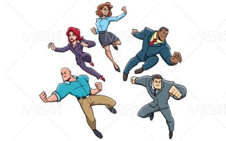 Super Business People on White Vector Illustration