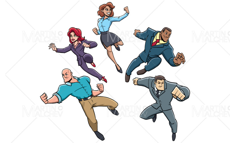 Super Business People on White Vector Illustration Vector Graphic