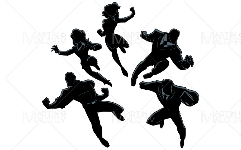 Super Business People Silhouettes on White Vector Illustration Vector Graphic