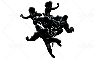 Super Business Team Silhouettes on White Vector Illustration