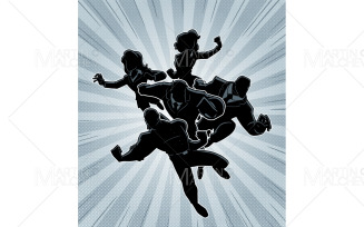 Super Business Team Silhouettes to Rescue Vector Illustration