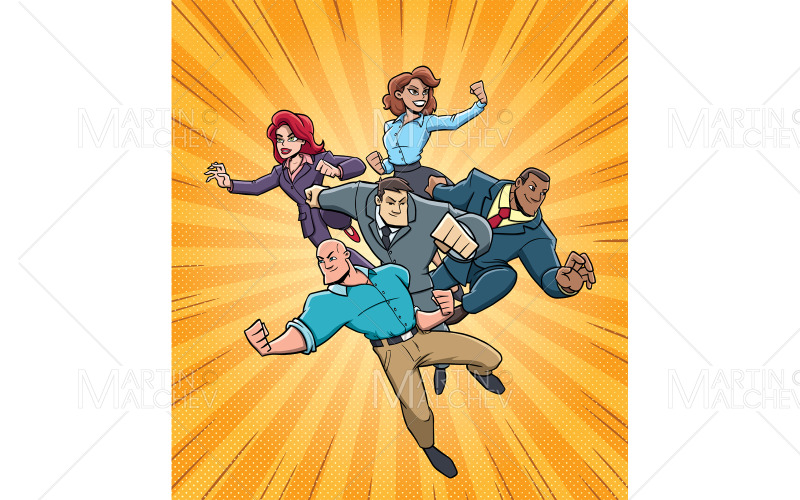 Super Business Team to Resque Vector Illustration Vector Graphic
