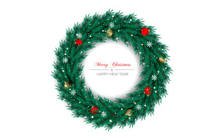 Christmas wreath vector design christmas text with garland element