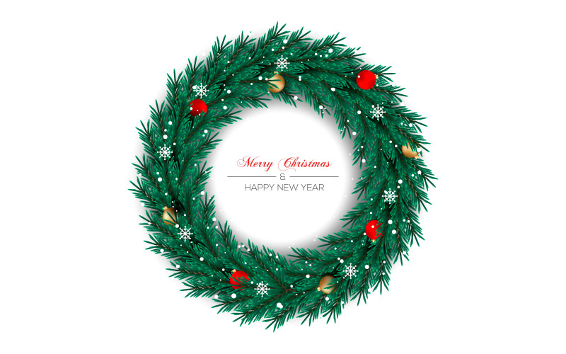 Christmas wreath vector design christmas text with garland element Illustration