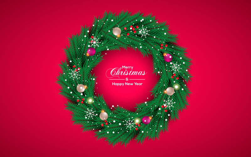 Christmas wreath vector design merry christmas text elements for xmas greeting Illustration