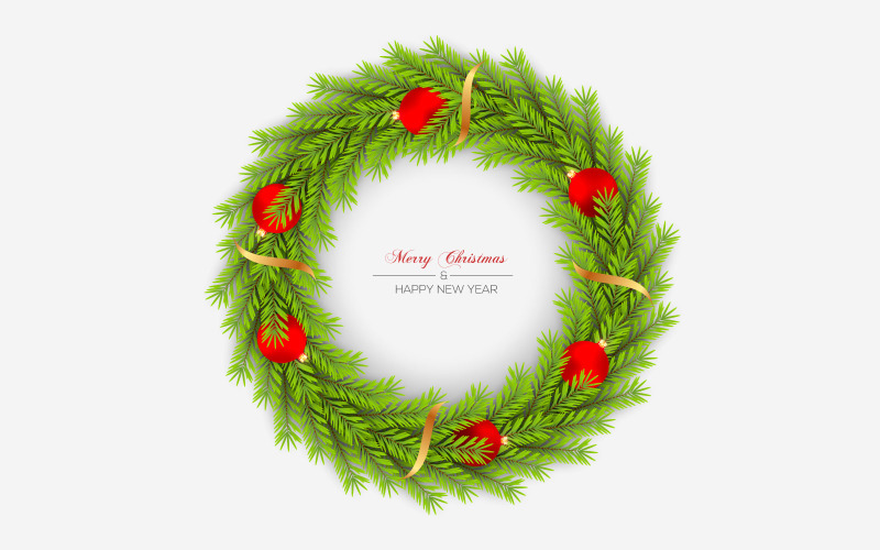 Christmas wreath vector design merry christmas text garland element for xmas greeting card design Illustration