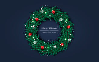 Christmas wreath vector design merry christmas text garland elements for xmas