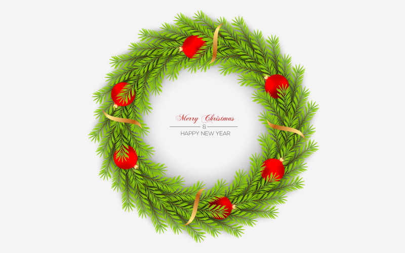 Christmas wreath vector design merry christmas text with garland concept Illustration