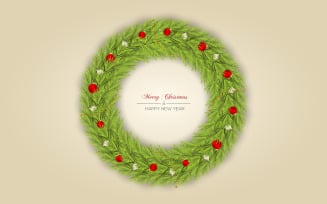 Christmas wreath vector design merry christmas text with garland elements concept