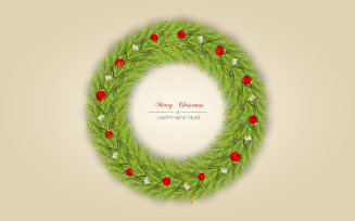 Christmas wreath vector design merry christmas text with garland elements concept