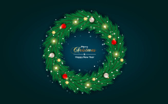 Christmas wreath vector design merry christmas text with garland elements design