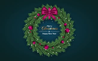 Christmas wreath vector design merry christmas text with garland elements for xmas greeting