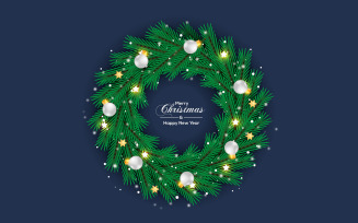 Christmas wreath vector design merry christmas text with garland elements for xmas
