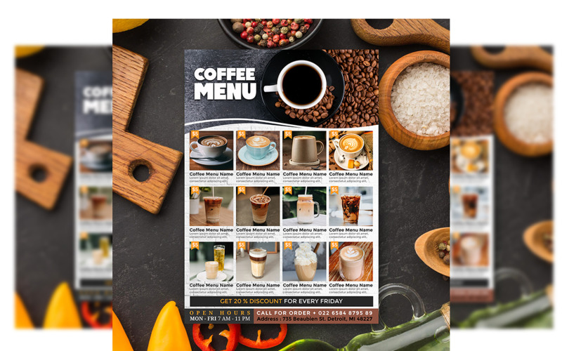 Coffee Menu Flyer Template #10 Corporate Identity