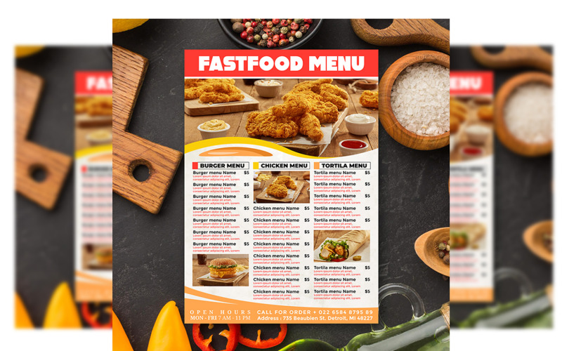 Fast Food menu - Flyer Template #3 Corporate Identity
