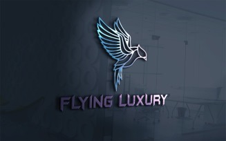 Flying Luxury Logo Template With Gradient Color Beautiful Bird