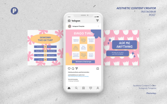 Lovely pink groovy aesthetic content creator instagram template