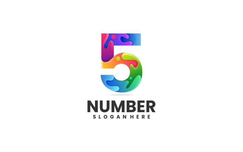 Number 5 Gradient Colorful Logo Logo Template