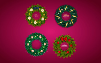 Christmas wreath vector concept . merry christmas text in grass wreath element with leaves design
