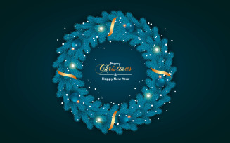 Christmas wreath vector concept design. christmas text in grass wreath element with leaves