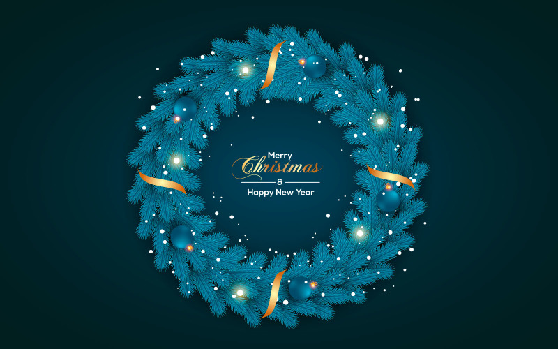 Christmas wreath vector concept design. christmas text in grass wreath element with leaves Illustration