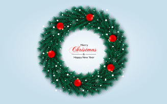 Christmas wreath vector concept design. merry christmas text in grass wreath ball element