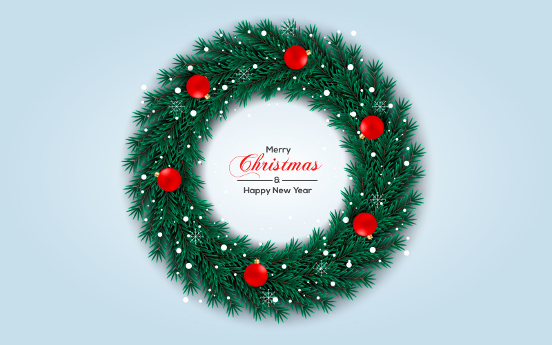 Christmas wreath vector concept design. merry christmas text in grass wreath ball element Illustration