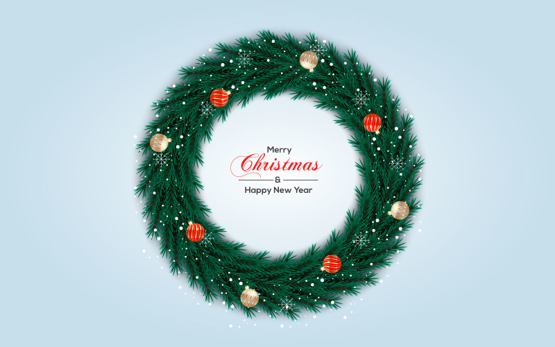 Christmas wreath vector concept design. merry christmas text in grass wreath element design Illustration