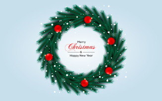 Christmas wreath vector concept design. merry christmas text in pine branch wreath element