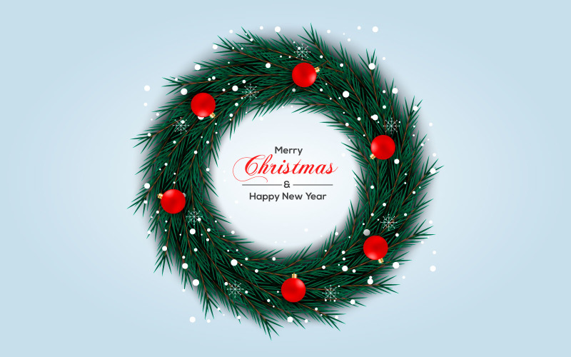 Christmas wreath vector concept design. merry christmas text in wreath element Illustration