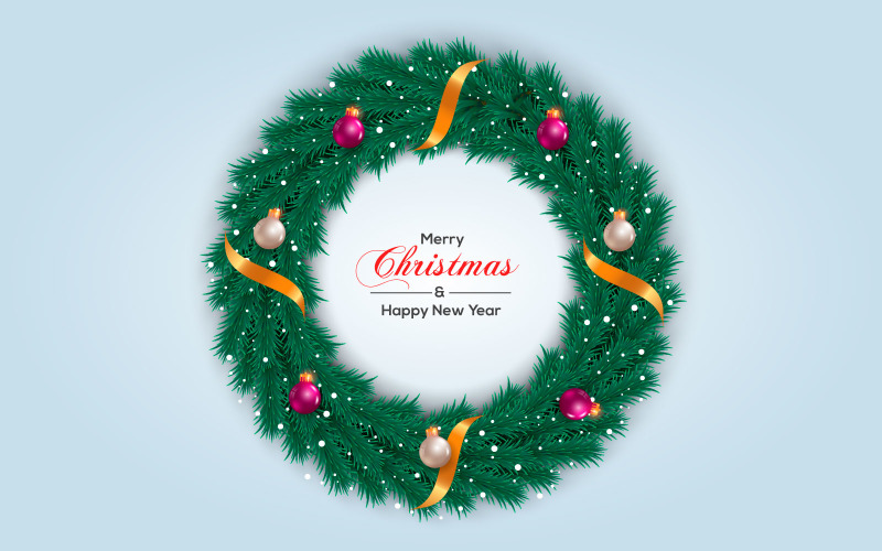 Christmas wreath vector design. merry christmas text in grass wreath element with leave Illustration