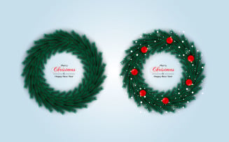 Christmas wreath vector design. merry christmas text in grass wreath element with leaves concept