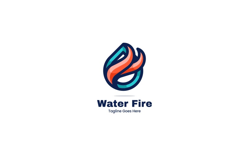 Water Fire Simple Mascot Logo Logo Template