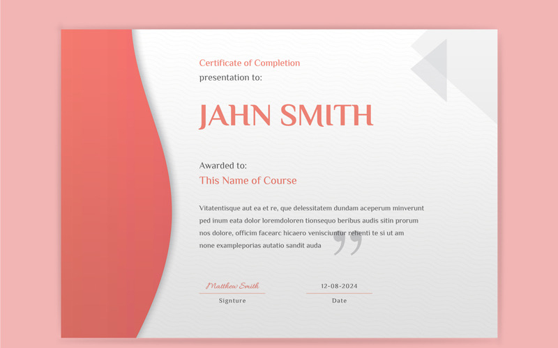 Certificate of Completion Template with Design Certificate Template