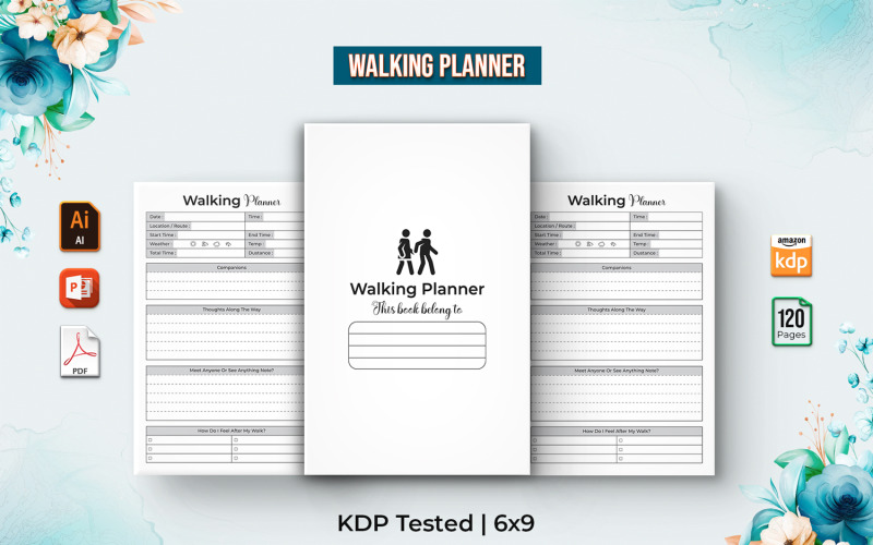 Editable Walking Journal - KDP Interior V-2 Planner