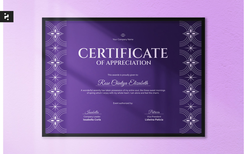 Elegant Floral Motif Certificate Certificate Template
