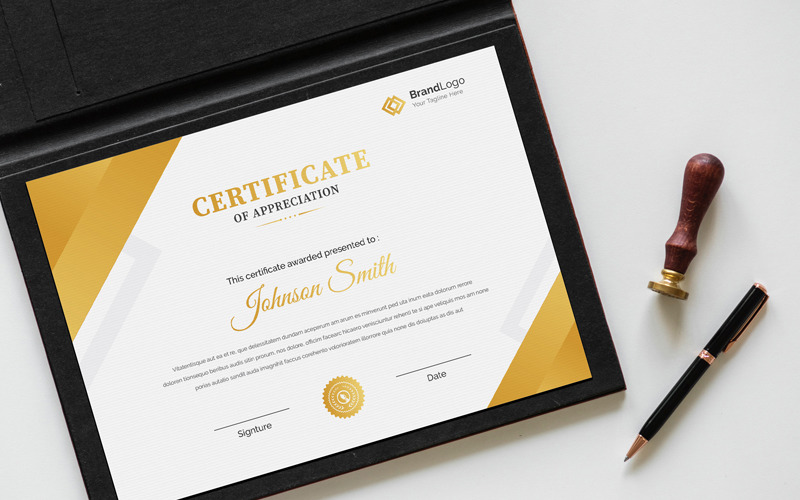 Gardient Golden Certificate Template