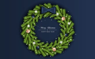 Christmas wreath decorations isolated on color background with ball