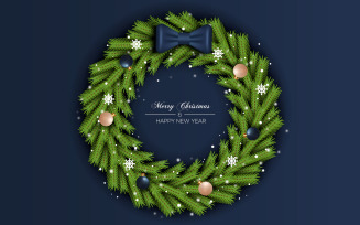 Christmas wreath decorations isolated on color background with ball