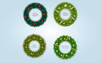 Christmas wreath with decorations background with pine branch and christmas ball