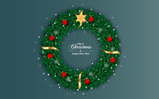 Christmas wreath with decorations isolated on color background with Chiristmas ball