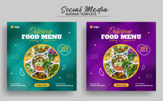Delicious Food Menu Social Media Promotion Banner Template and Web Banner