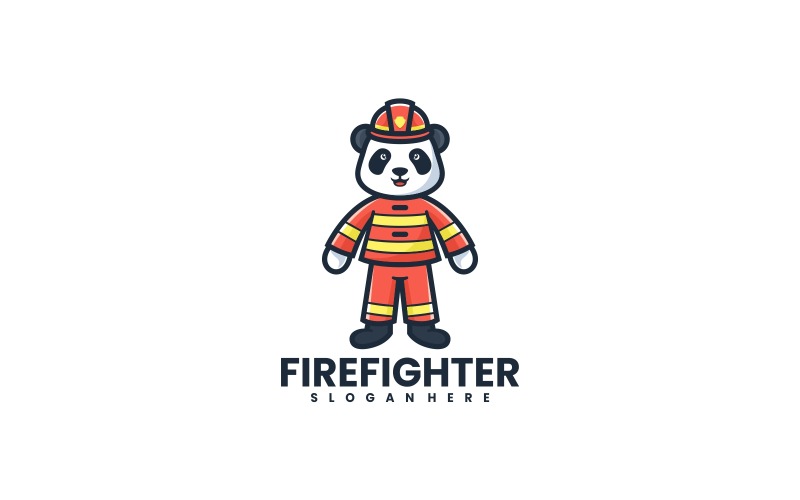 Firefighter Cartoon Logo Design Logo Template