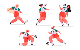 Hand Drawn Female Football Players Illustration