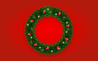 Realistic christmas wreath template decoration with pine branch and christmas ball concept