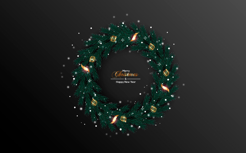 Realistic christmas wreath template decoration with pine branch and christmas balls Illustration
