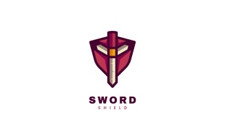 Sword Shield Simple Mascot Logo
