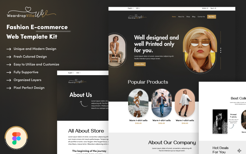 Wear Drop Villa - Fashion E-commerce Web Template Kit UI Element