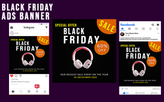 Black Friday Sale Banner On Social Media Discount Promotion