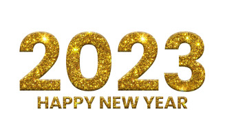 Golden glitter happy new year 2023 text effect design